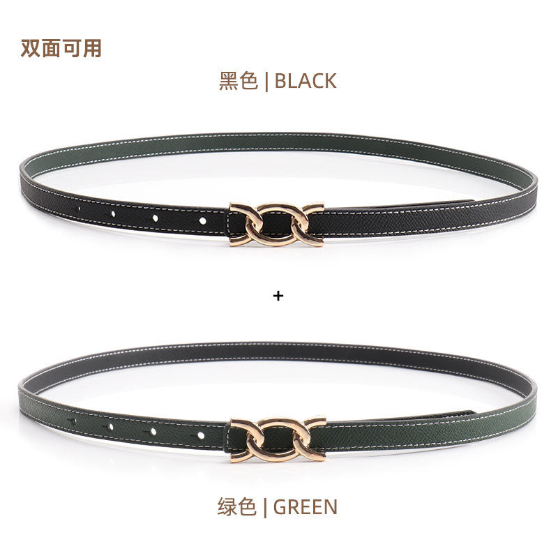 New alloy twist buckle women's belt versatile dress jeans belt women's double-sided 1.4 wide thin women's belt