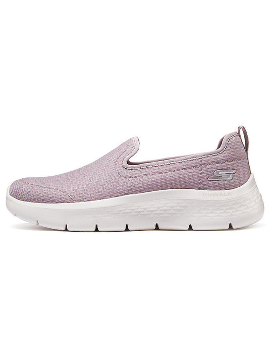 Os ténis Skechers para mulher são sapatos de caminhada com amortecimento, leves e respiráveis, modelo 124847 MVE.