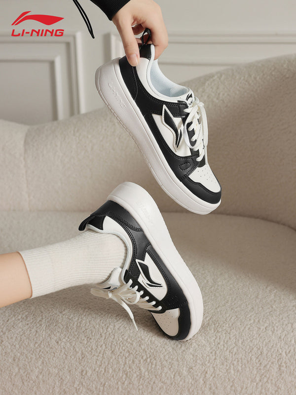 Li-Ning Clear Sky Casual Shoes, White Shoes for Women, Breathable New Summer Board Shoes, Thick-Soled Casual Sports Shoes for Women