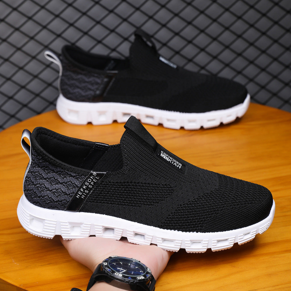 New men's shoes, fashion trends, casual shoes, one foot, low-top fly knit, breathable, plus size dad shoes, sneakers across borders
