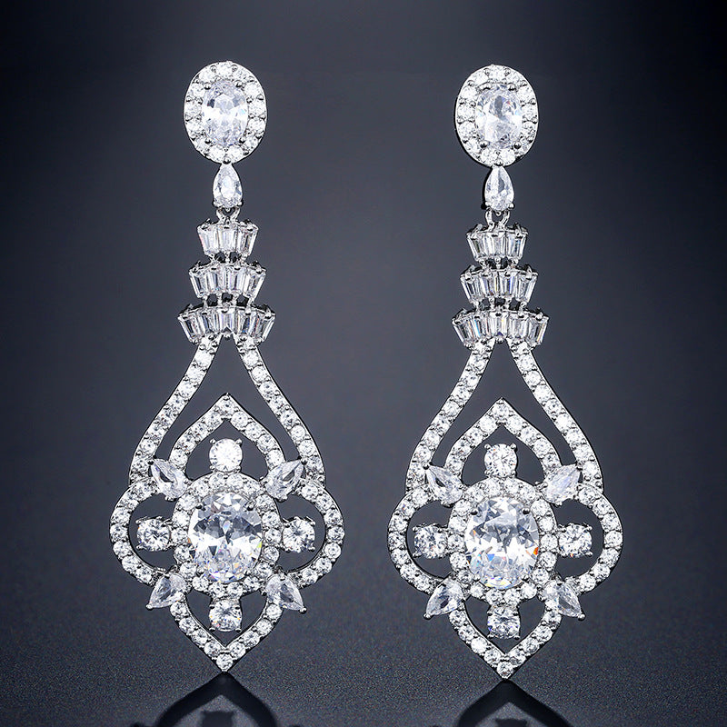 New women's earrings, diamond-studded lupine teardrop-shaped tassel earrings, Baroque court style, multicolor versatile earrings