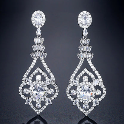 New women's earrings, diamond-studded lupine teardrop-shaped tassel earrings, Baroque court style, multicolor versatile earrings