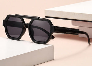 Polygonal dual-beam sunglasses for men, new European and American high-end sunglasses, UV-blocking fashion sunglasses for women