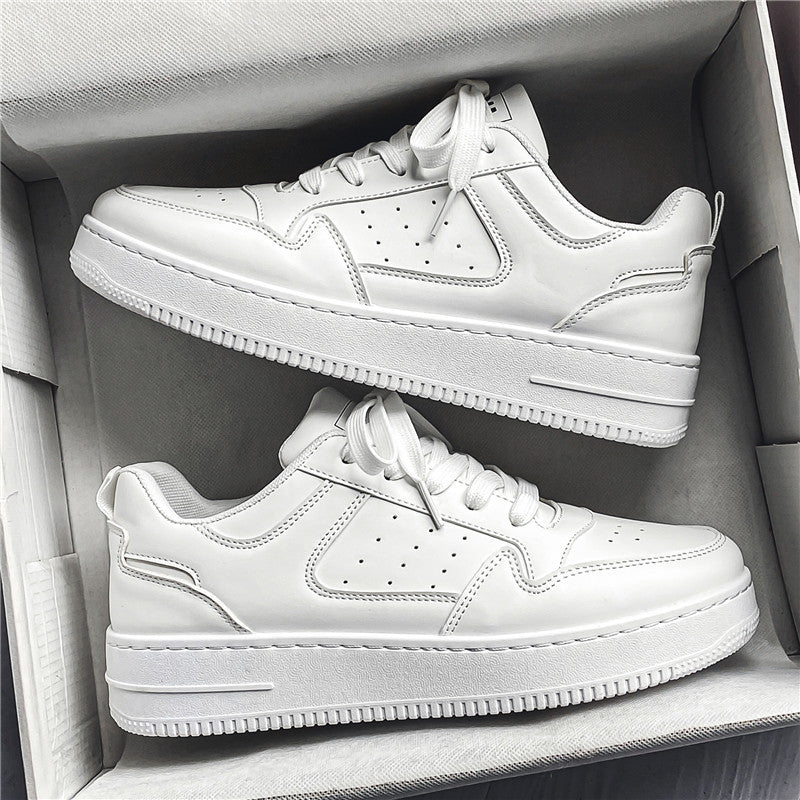 2026 Men's Spring New Breathable White Shoes, Trendy Versatile Thick-Soled Sports Casual Low-Top Sneakers