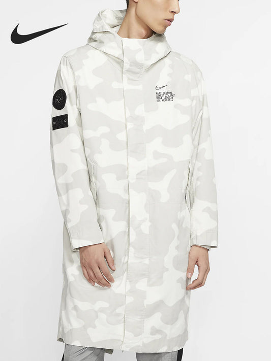 Nike Official Genuine 2025 Winter Men's Hooded Print Midi Jacket CK2537-072