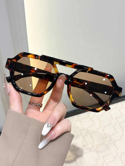 Polygonal dual-beam sunglasses for men, new European and American high-end sunglasses, UV-blocking fashion sunglasses for women