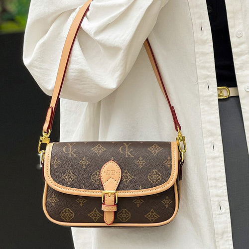 Bolsa de ombro feminina fashion versátil contraste de cores Bolsa vintage estampado Bolsa de ombro curta luxo discreto elegante para o dia a dia bolsa Internacional