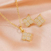 Gold earrings and necklace two-piece set