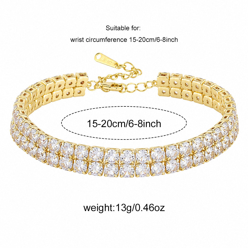 SHEIN's best-selling diamond-studded bracelet, double-row tennis ball chain, accessories, new versatile elegant rhinestone fashion
