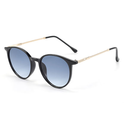 Leopard print round frame sunglasses for women, 2025 new high-end metal sunglasses, versatile personalized cross-border sunglasses for men