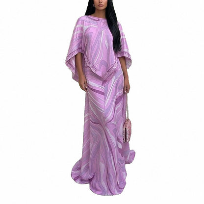 2026 Spring New European and American Sexy Women's Cross-border Amazon Loose Fashion Print Irregular Vacation Suit