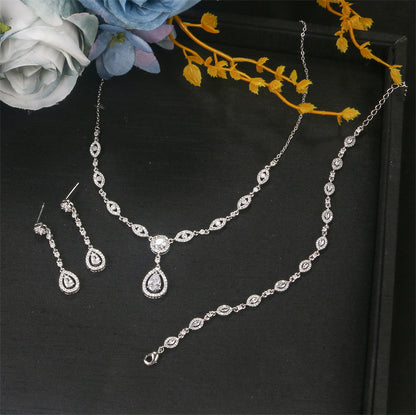 RAKOL cross-border AliExpress best-selling Waterdrop Haoshi three-piece set, niche versatile exquisite accessories wholesale