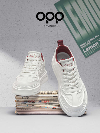 OPP white shoes men's spring 2026 new light luxury high-end platform sports casual versatile leather board shoes