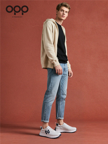 OPP men's shoes spring 2026 new men's outdoor hiking casual sneakers light luxury leather versatile Forrest Gump shoes