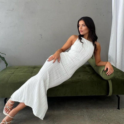 European and American foreign trade women's clothing 2023 summer new slip long skirt sleeveless backless skirt slim sexy dress women