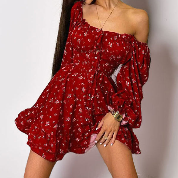 Spring 2026 New Amazon European and American Fashion Sexy Printed Resort Dress Strap Waist Dress