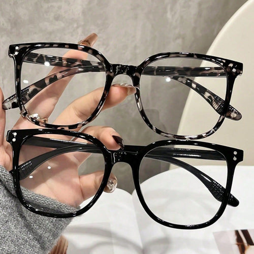 Mi Ding square frame glasses for women, cross-border bare face black frame blue light blocking glasses, student fashion versatile decorative frames