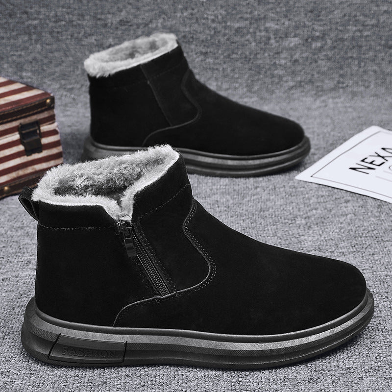 Men's Shoes 2025 Winter New Fleece-Lined Thickened Warm Cotton Shoes Men's Outdoor Casual Fashion Cold-Resistant Snow Boots