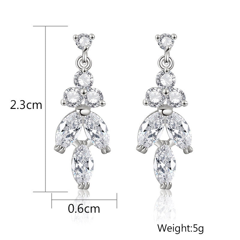 RAKOL European and American fashion light luxury micro-zircon earrings women's exquisite small bridal wedding dress stud earrings accessories