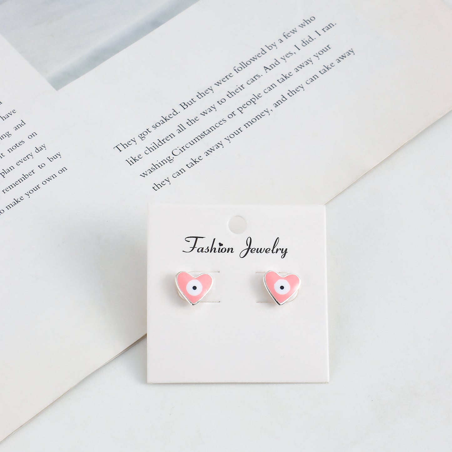 Jewelry Factory Customization Mini Heart-shaped Demon Eye Earrings Stud Earrings Luxury Niche Earrings
