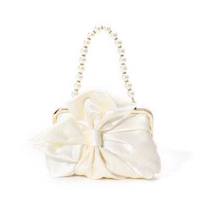 Francês doce retro estilo nacional arco colorido tong cetim high-end pérola bolsa casamento senhoras saco de jantar