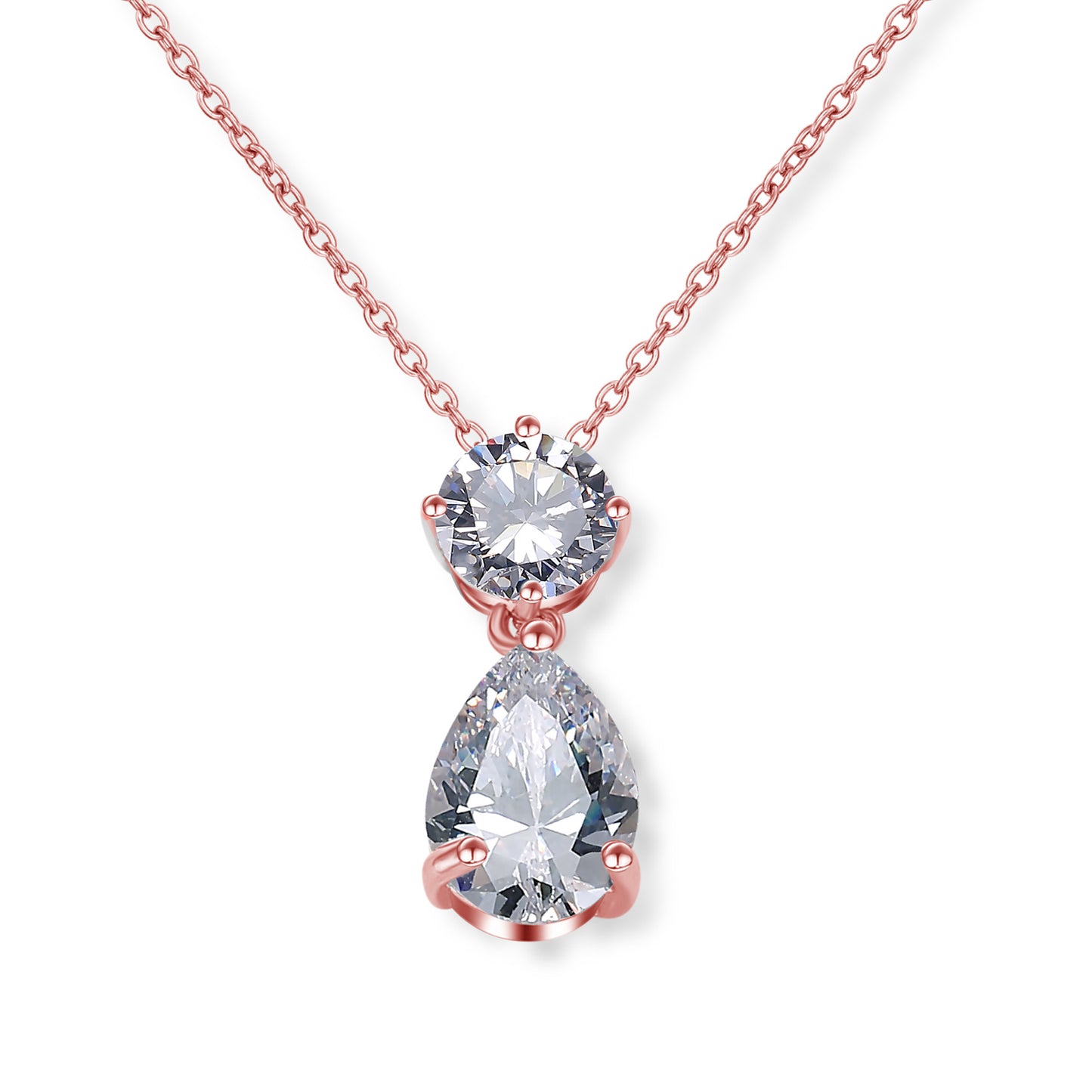 Cross-border hot double waterdrop zircon necklace, light luxury niche gold light luxury pendant, accessory, high-end accessory for women