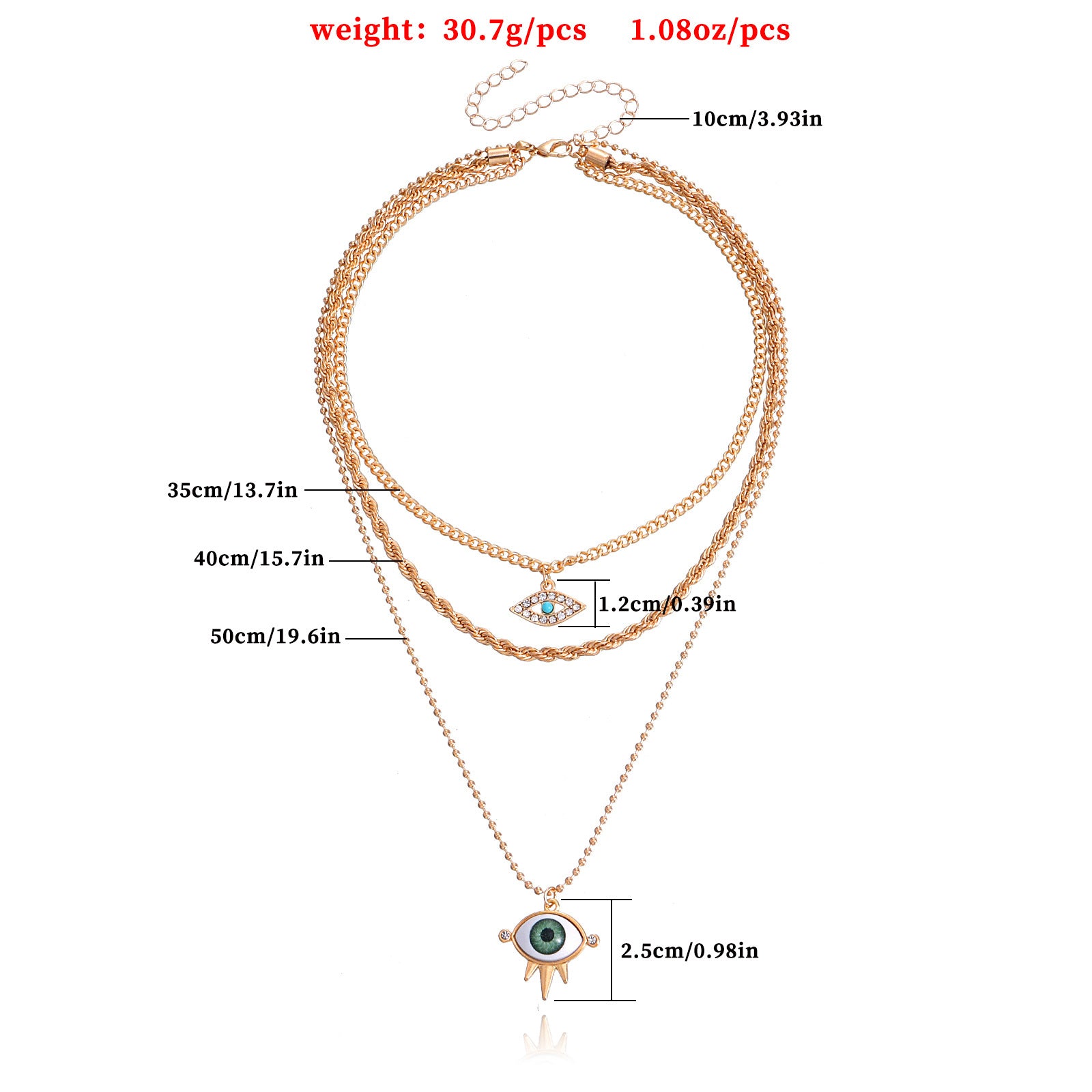 European and American cross-border jewelry, trendy multi-layer twist clavicle chain, diamond eye pendant necklace, female punk female necklace