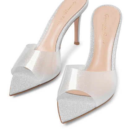 2026 Summer Transparent PVC Stiletto Heel High Heel Slippers Women's European and American Style Pointed Toe Open-toe Sandals Women's Shoes Show Leg Length