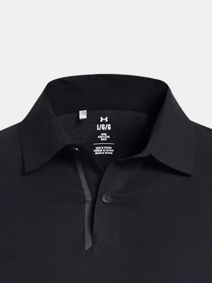 UA Under Armour Men's Short Sleeve Sports POLO Shirt 2025 Summer New Black Quick Drying T-Shirt 1385128-001