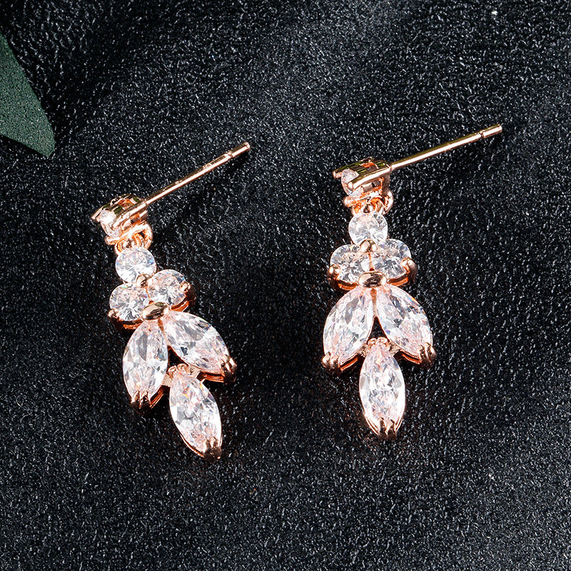 RAKOL European and American fashion light luxury micro-zircon earrings women's exquisite small bridal wedding dress stud earrings accessories