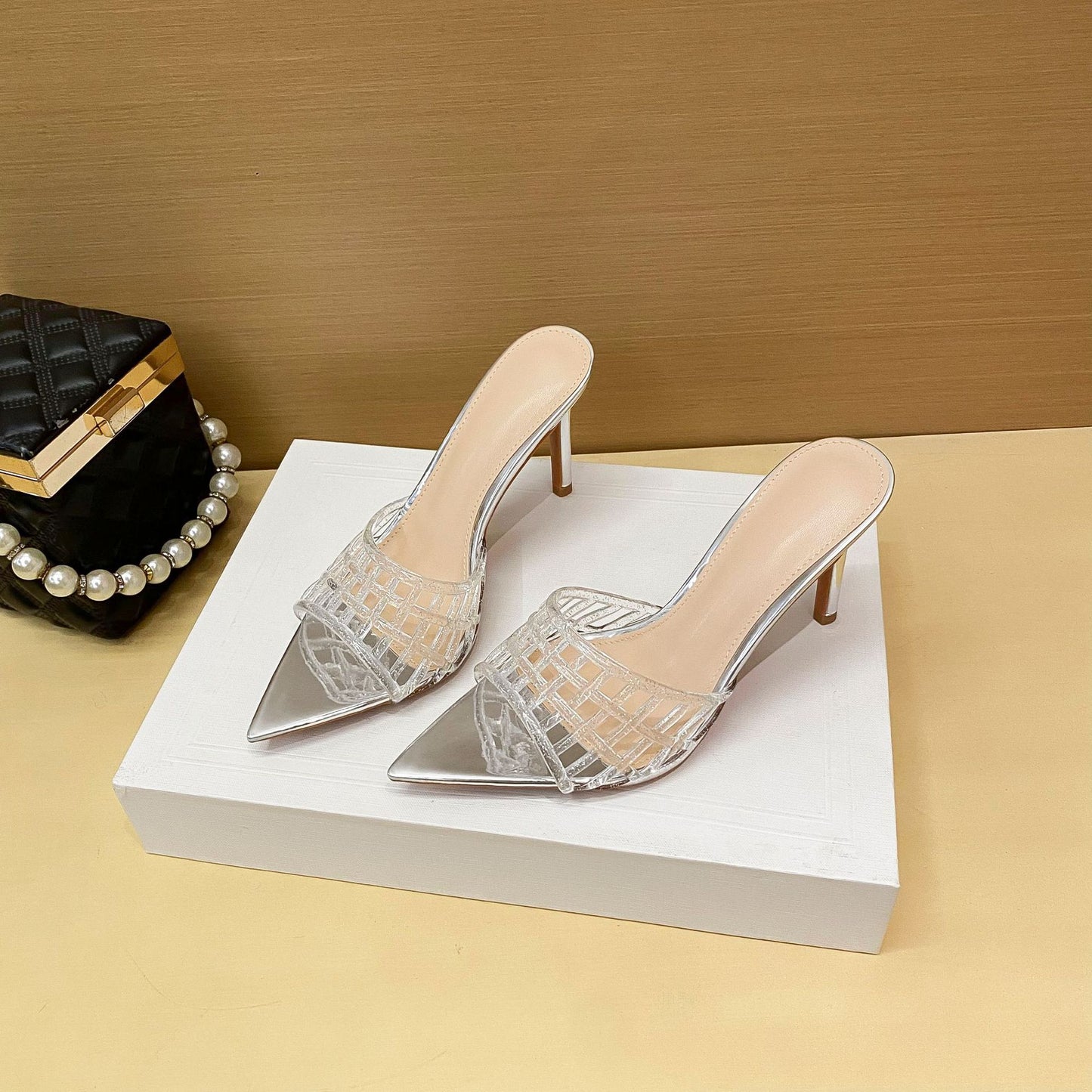 YX Transparent High Heels Women's Summer 2026 New Pointed Toe Stiletto Heel Sandals Versatile Slimming Niche Design Fashion Women's Shoes