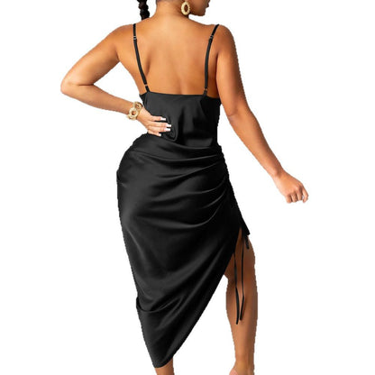 Amazon 2025 European and American foreign trade cross-border fashion trend new suspender sexy drawstring waist dress 661