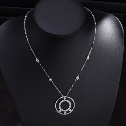 Cross-border foreign trade accessories Meijia V gold large full diamond double circle ring luxury necklace with 18K gold plated fashion sweater chain