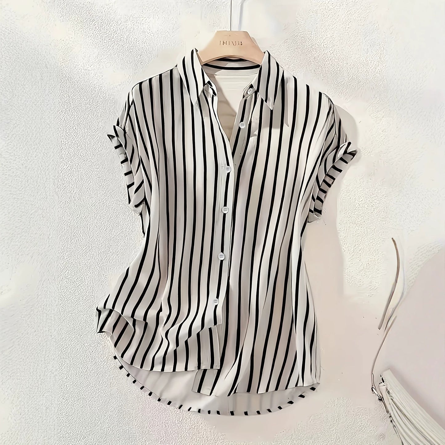 2026 EBAY Amazon WSIH Hot Summer New Drop Sleeve Buttoned Striped Women's Shirt