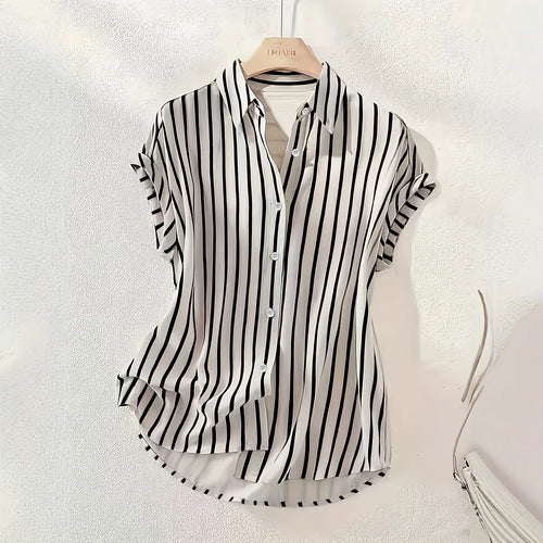 2026 EBAY Amazon WSIH Hot Summer New Drop Sleeve Buttoned Striped Women's Shirt