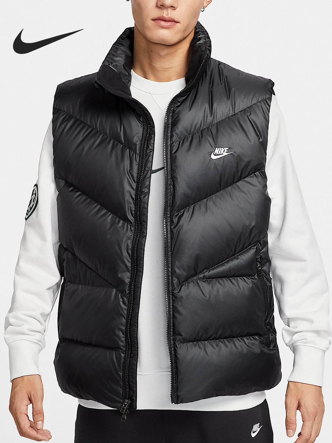 Nike Official Genuine 2025 Men's Loose Stand Up Collar Water-Repellent Warm Down Vest HV2721-010