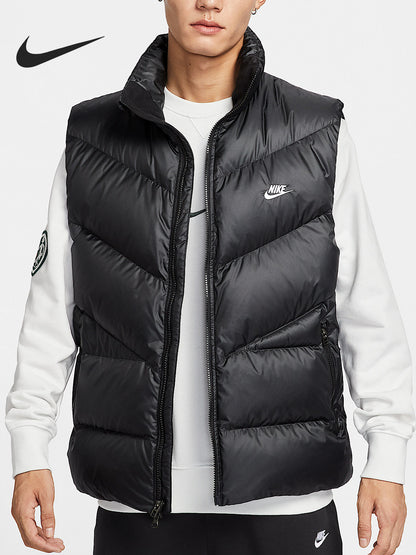 Nike Official Genuine 2025 Men's Loose Stand Up Collar Water-Repellent Warm Down Vest HV2721-010