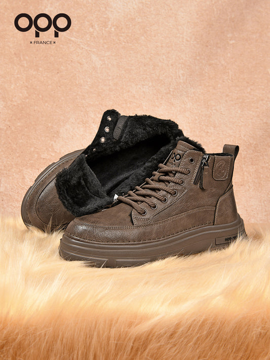OPP men's shoes, winter fleece warmth, high-top cotton shoes, fashionable hiking boots, outdoor martin boots, snow boots, cargo boots