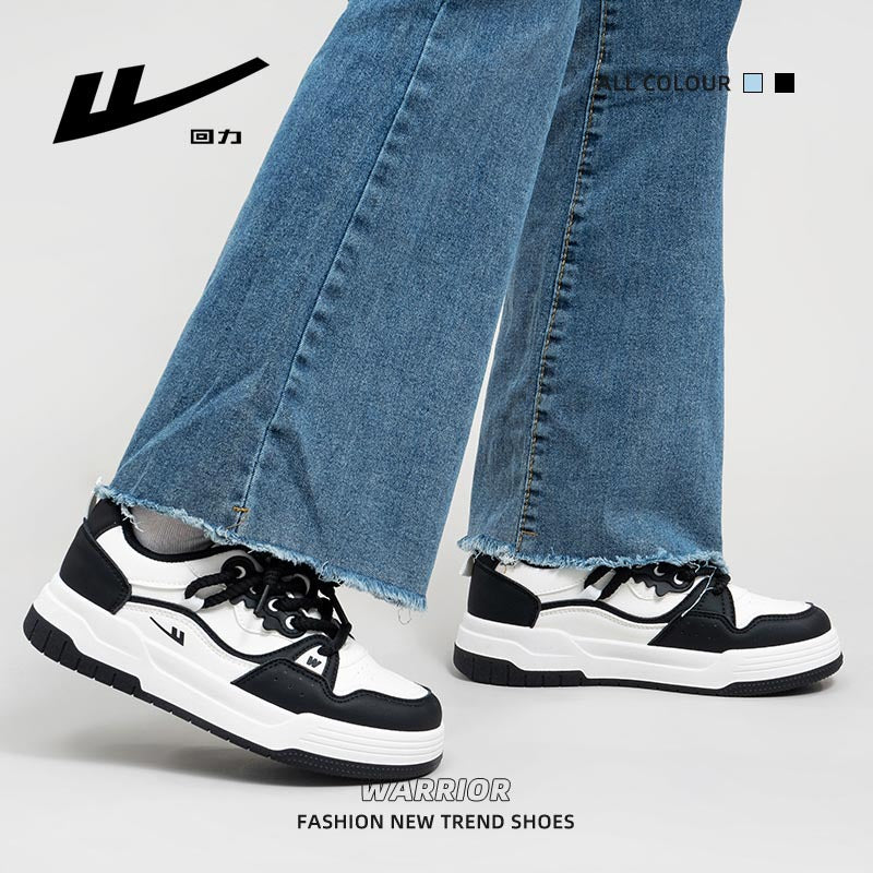 Pullback fashion versatile board shoes, black and white trendy design platform student shoes, four-season breathable casual shoes, women's shoes
