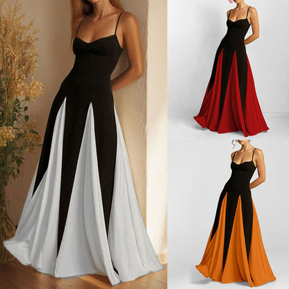 Cross-border 2026 European and American foreign trade women's new contrasting long-sleeved dress INS casual loose spring dress