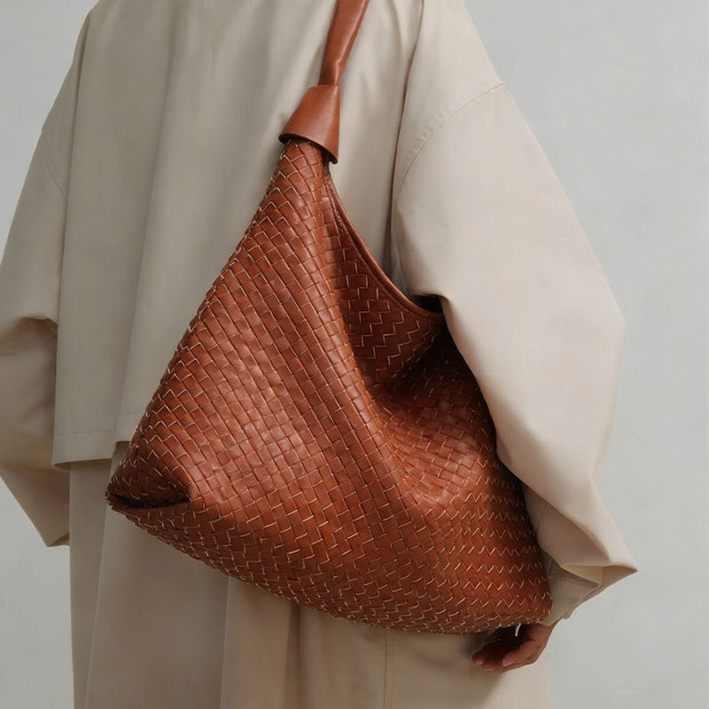Bolsa tote Novo modelo trançado Bolsa de ombro feminina casual uso diário para o dia a dia Bolsa versátil Grande capacidade Bolsa tote