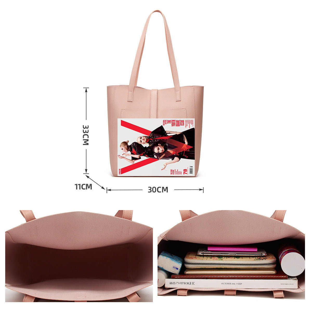 Foreign trade bag women's 2024 new simple fashion women's shoulder bag large capacity travel shopping bag wholesale