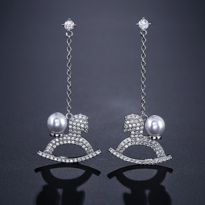 New women's earrings, diamond-studded lupine teardrop-shaped tassel earrings, Baroque court style, multicolor versatile earrings