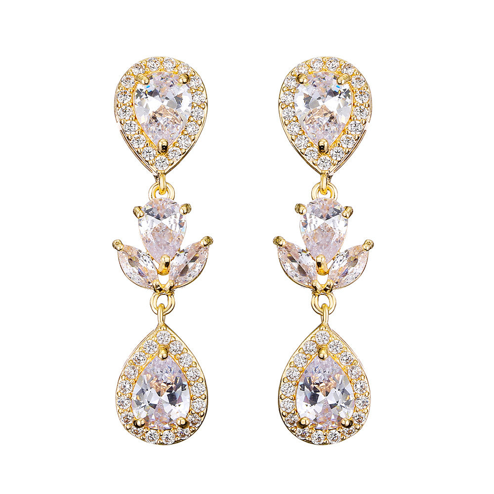 RAKOL in-stock wholesale zircon jewelry two-piece set, women's earrings, necklace, bridal wedding accessories
