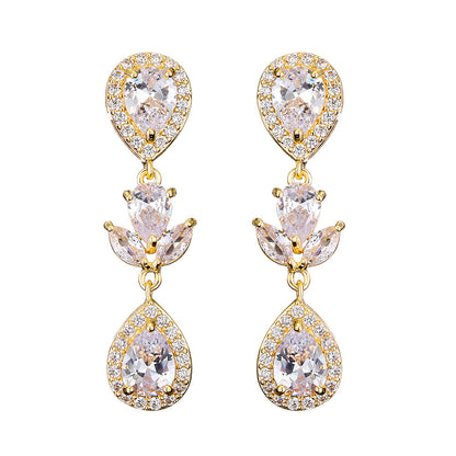 RAKOL in-stock wholesale zircon jewelry two-piece set, women's earrings, necklace, bridal wedding accessories