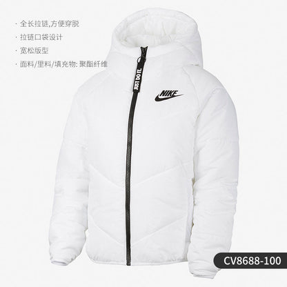 Nike/Nike Official Authentic Women's Simple Classic Hooded Warm Woven Casual Sports Cotton Suit CV8688