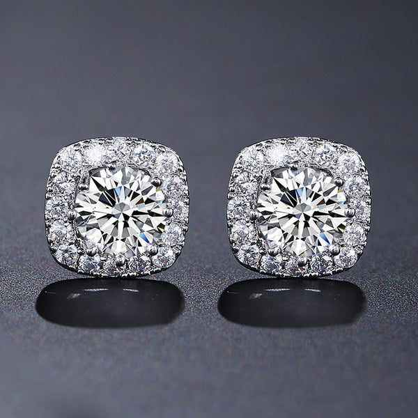 Cross-border bestseller sugar cube zircon earrings multi-color square diamond earrings light luxury high-end earrings with a simple and versatile accessory for women | Ciaura
