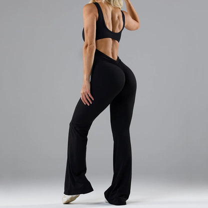 2023 cross-border foreign trade fashion tight yoga jumpsuit casual seamless hollow sports style thin jumpsuit women