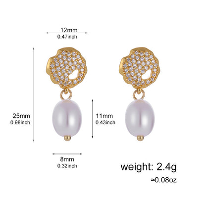Japanese and Korean exquisite fashion style, niche design, socialite style, light luxury commuter, ultra-glitter fairy with full diamonds, pearl-set earrings