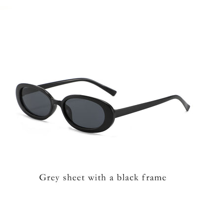 3-piece set oval frame sunglasses for women, popular internet celebrity sunglasses for street photography, classic vintage Hong Kong style sunglasses